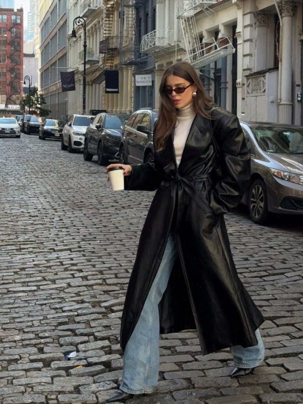 Express Black Patent Long Trench